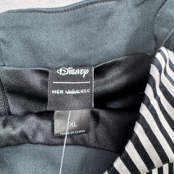 NWT Her Universe Disney Steamboat Willie Dress XL | Fit Flare Black White Stripe - Picture 10 of 11